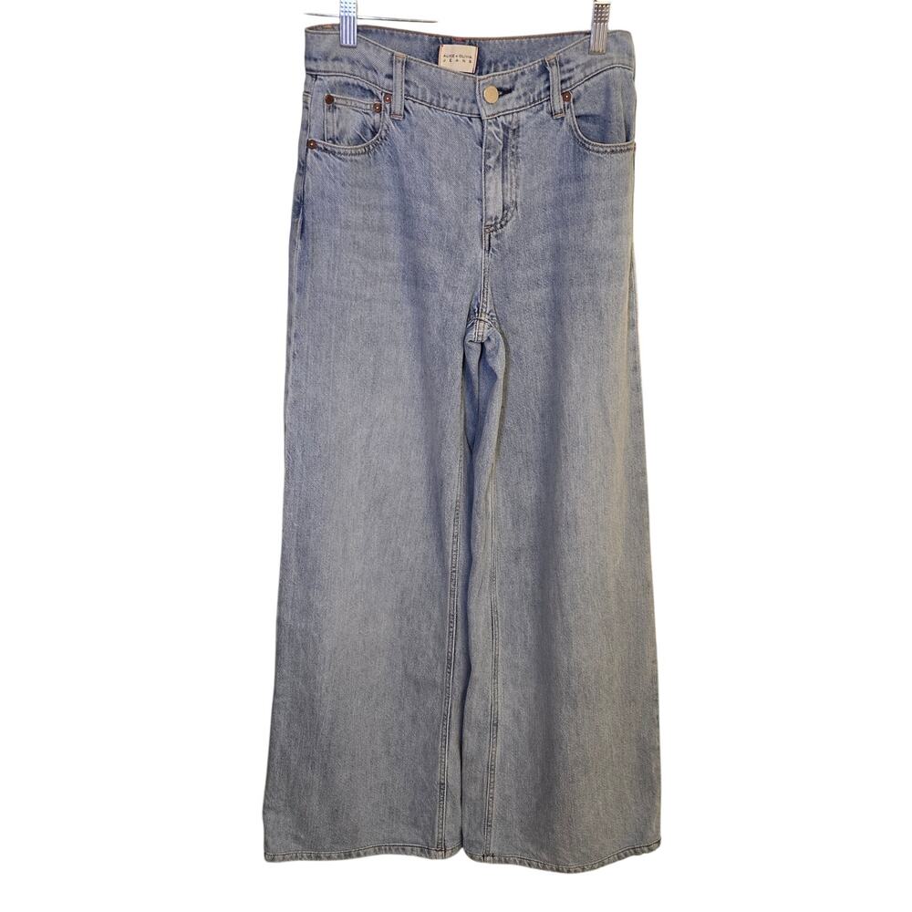 Alice + Olivia Harper Super Baggy Jeans Size 24 Rockstar Blue Wide Leg High Rise